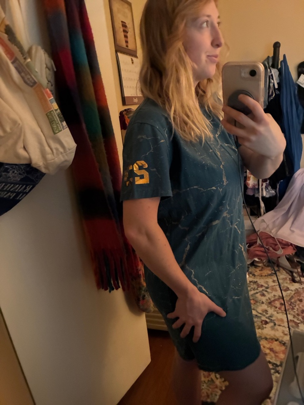 Teal Marble Wash Graphic Tee Dress